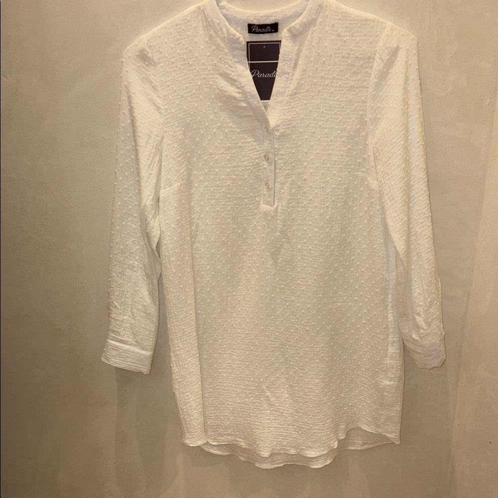 Paradis White Textured Tunic/Bathing Suit Cover Up NWT